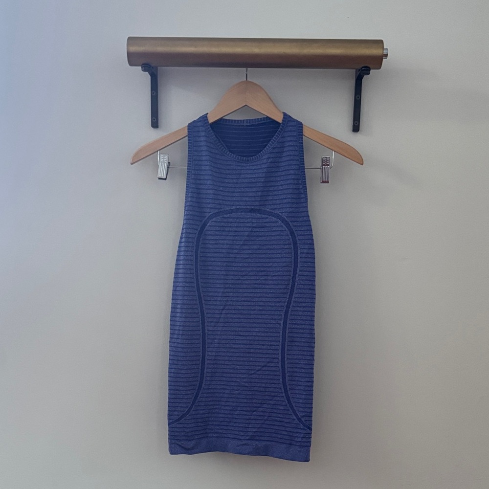 Lululemon Athletica Blue Swiftly Striped Tank Top